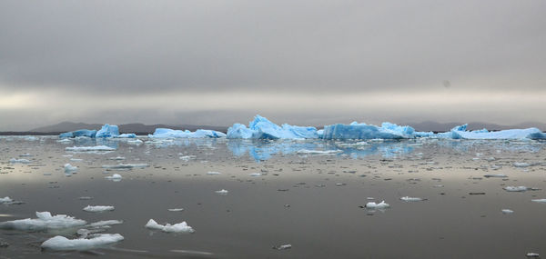 Scenic view of frozen sea against sky