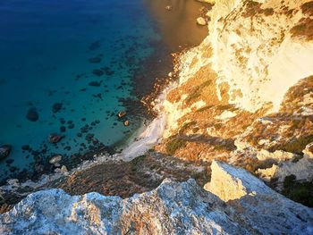 High angle view of rocks on beach