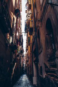 Narrow alley amidst buildings in city