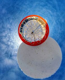 Low angle view of information sign against sky