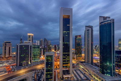 Beautiful aerial view of west bay doha skyline qatar