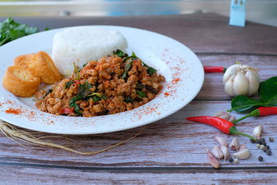 Close-up of food on table