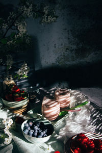 High angle view of food on table