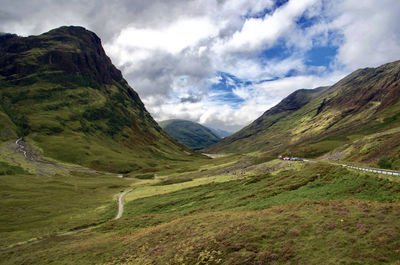 Scenic view of mountains against sky