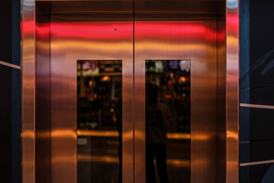 Metallic door of modern building