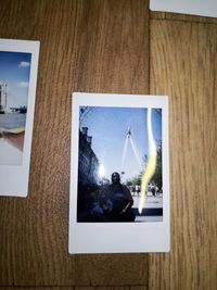Directly above shot of people photographing on table