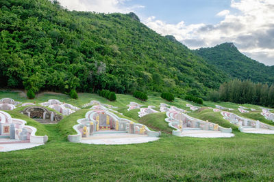 Scenic view of mountains against sky