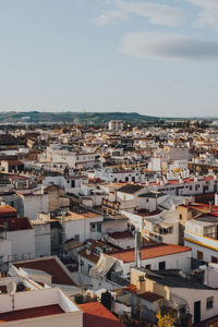 High angle view of townscape against sky