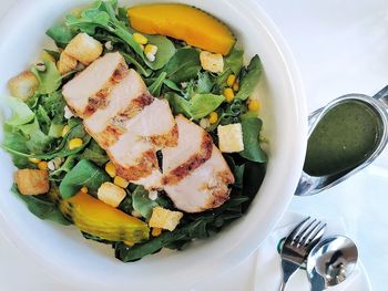 High angle view of meal served in plate