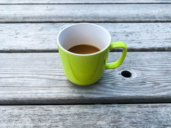 Close-up of tea cup on table