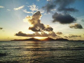Scenic view of sea at sunset