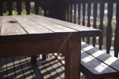 Close-up of wooden bench