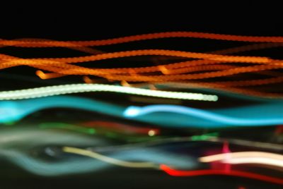 Streaks of colorful lights at night