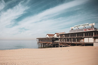 Scenic view of beach by sea against sky