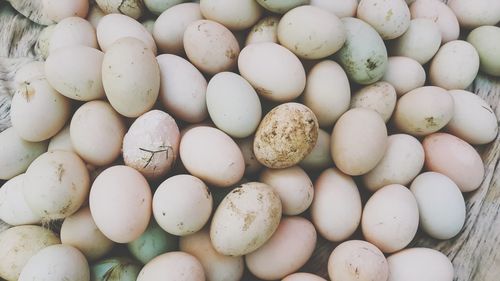 Full frame shot of eggs for sale at market