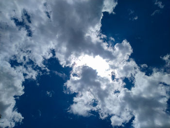 Low angle view of clouds in blue sky