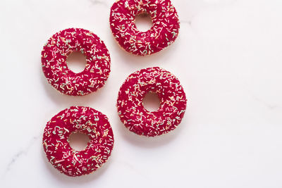 Close-up of donut against white background