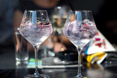 Close-up of wine glass on table