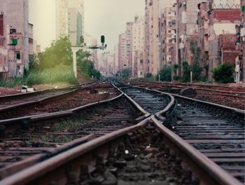 Railroad tracks in city