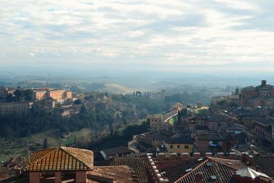 High angle view of townscape against sky