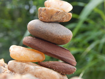 Close-up of stack of pebbles