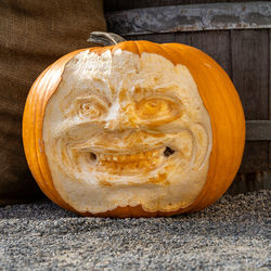 Angry pumpkin waiting for halloween