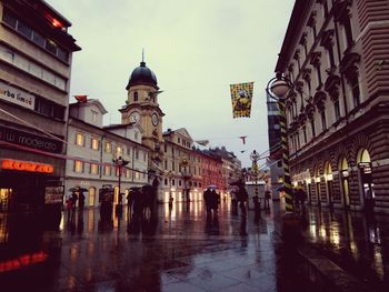 View of city at night