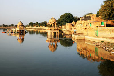 Gadisagar temple by lake at rajasthan