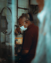 Man working on table