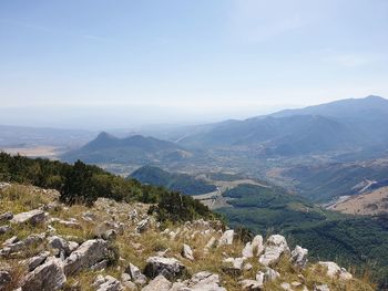 Scenic view of mountains against sky