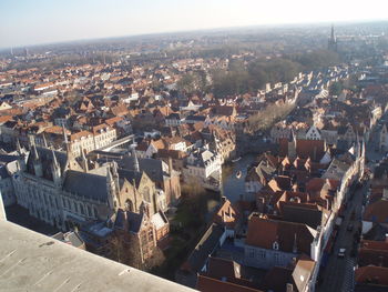 High angle shot of townscape against sky