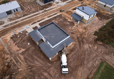 High angle view of roof of building