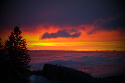 Scenic view of dramatic sky during sunset