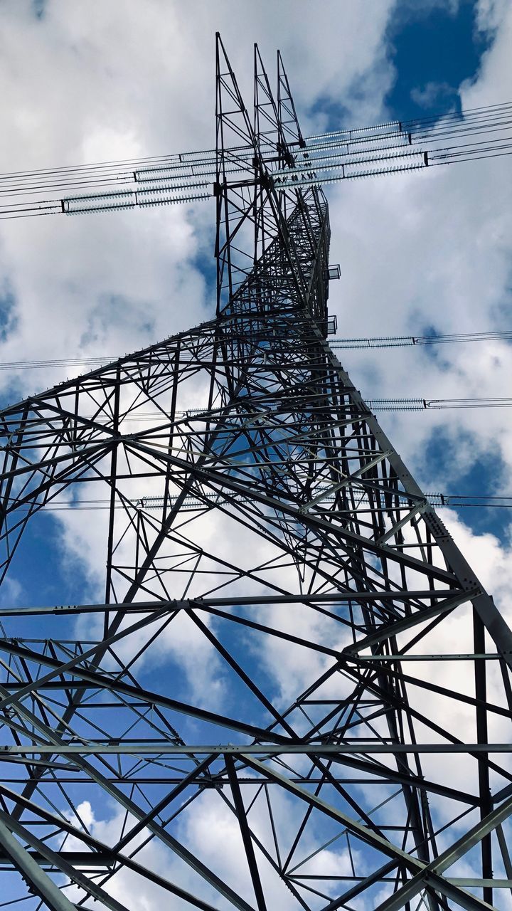 LOW ANGLE VIEW OF TELEPHONE POLE AGAINST SKY