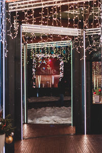 Illuminated christmas lights at night