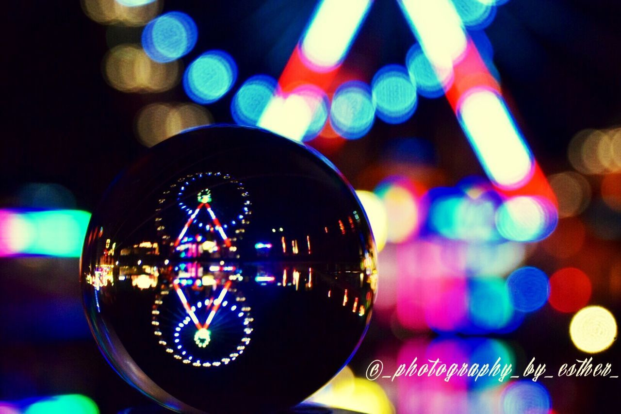 illuminated, multi colored, lighting equipment, lens flare, night, circle, glowing, close-up, decoration, focus on foreground, colorful, geometric shape, electric light, fairy lights, no people