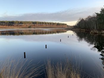 Scenic view of lake against sky