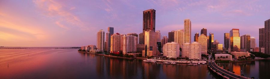 Panoramic view of sea against sky during sunset