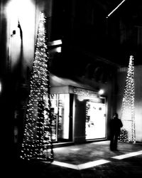 Illuminated lights at night