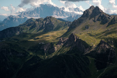 Panoramic view of mountains against sky