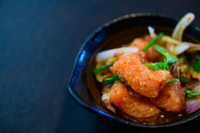 Close-up of food in bowl on table