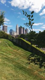 Park with buildings in background