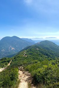 Scenic view of landscape against blue sky