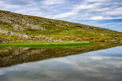 Scenic view of lake against sky