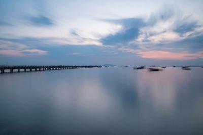 View of marina at sunset