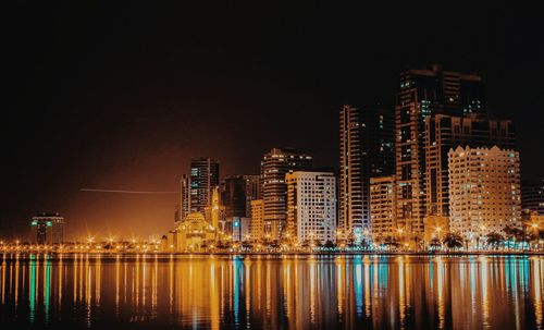 View of illuminated cityscape at night