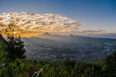 Scenic view of landscape against sky during sunset