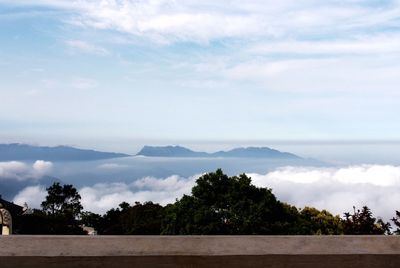 Scenic view of mountains against cloudy sky