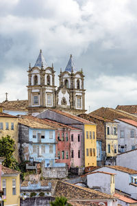 Historic district of pelourinho with cathedral tower on the background. historic center of salvador