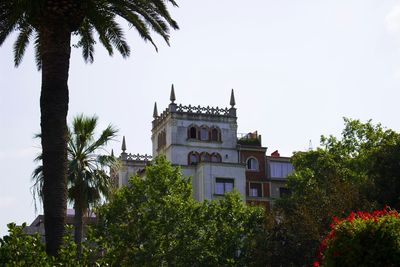 Low angle view of built structure against clear sky